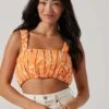 Daija Floral Square Neck Crop Top -Outlet Cozi Luxe Store ACT17631 SUNKISSEDORANGEFLR 2