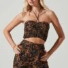 Allene Ruched Halter Top -Outlet Cozi Luxe Store ACT17632 BLACKRUSTPRINT 4