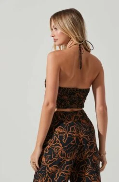 Allene Ruched Halter Top 13 Allene Ruched Halter Top -Outlet Cozi Luxe Store ACT17632 BLACKRUSTPRINT 5