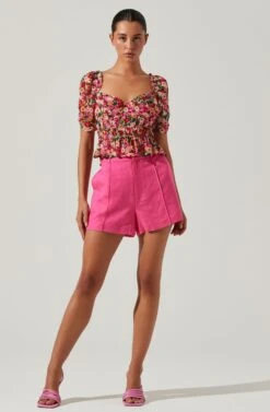 Nayeli Floral Puff Sleeve Top -Outlet Cozi Luxe Store ACT17681 REDMULTIFLORAL 2