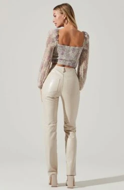 Bonnie Floral Plisse Long Sleeve Crop Top -Outlet Cozi Luxe Store ACT17693DS LILACBLUEMULTI 4