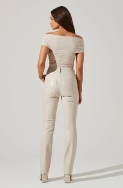 Cornelia Ruched Off Shoulder Bodysuit -Outlet Cozi Luxe Store ACT17694 CREAM 1 6