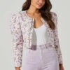 Brea Floral Quilted Cropped Puff Sleeve Jacket -Outlet Cozi Luxe Store ACT17697 LILACCORALMULTI 1 3