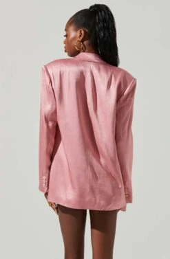 Kimia Satin Oversized Blazer 32 Kimia Satin Oversized Blazer -Outlet Cozi Luxe Store ACT17722 PINK 4