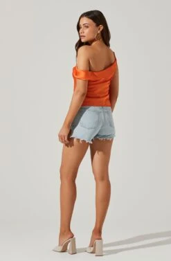 Shion Satin Off Shoulder Top -Outlet Cozi Luxe Store ACT17761 ORANGE 6