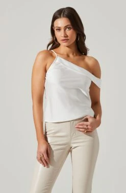 Shion Satin Off Shoulder Top -Outlet Cozi Luxe Store ACT17761 WHITE 3