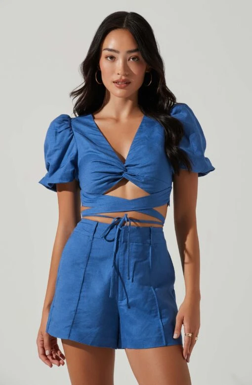 Nuria Puff Sleeve Top -Outlet Cozi Luxe Store ACT17765 BLUE 2