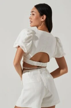 Nuria Puff Sleeve Top -Outlet Cozi Luxe Store ACT17765 OFFWHITE 3