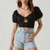 Amadia Puff Sleeve Crop Top