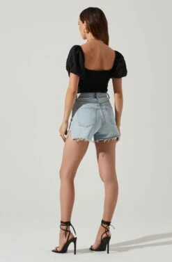 Amadia Puff Sleeve Crop Top 14 Amadia Puff Sleeve Crop Top -Outlet Cozi Luxe Store ACT17781 BLACK 5