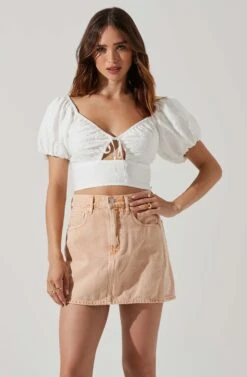 Amadia Puff Sleeve Crop Top 18 Amadia Puff Sleeve Crop Top -Outlet Cozi Luxe Store ACT17781 WHITE 2