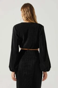 Cataleya Plisse Twist Bust Top -Outlet Cozi Luxe Store ACT17812 BLACK 5