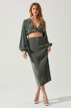 Cataleya Plisse Twist Bust Top -Outlet Cozi Luxe Store ACT17812 DARKSAGE 1