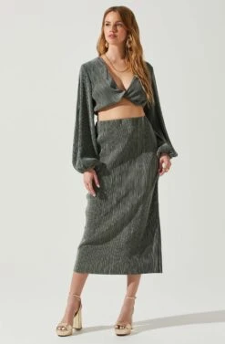 Cataleya Plisse Twist Bust Top -Outlet Cozi Luxe Store ACT17812 DARKSAGE 4