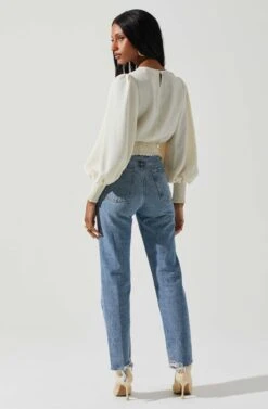 Wrenley Twist Front Puff Sleeve Top 30 Wrenley Twist Front Puff Sleeve Top -Outlet Cozi Luxe Store ACT17827 CREAM 5