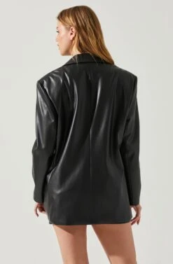 Ezra Faux Leather Oversized Blazer -Outlet Cozi Luxe Store ACT17828 BLACK 6