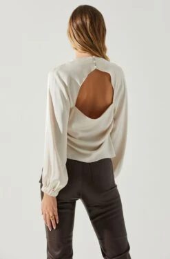 Veronica Satin Cutout Top -Outlet Cozi Luxe Store ACT17833S CHAMPAGNE 5