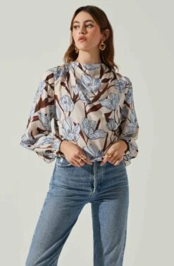 Veronica Floral Cutout Top 10 Veronica Floral Cutout Top -Outlet Cozi Luxe Store ACT17833 BLUEFLORAL 4