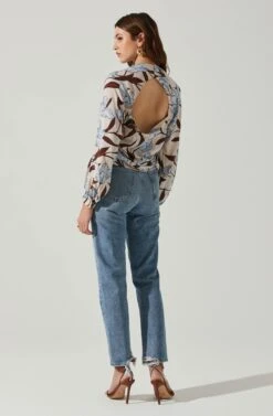 Veronica Floral Cutout Top 12 Veronica Floral Cutout Top -Outlet Cozi Luxe Store ACT17833 BLUEFLORAL 6