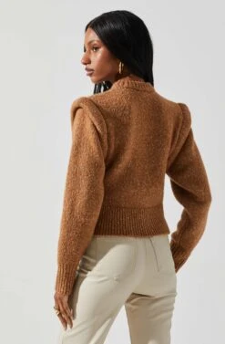 Luciana Shoulder Detail Sweater -Outlet Cozi Luxe Store ACT17841 CAMEL 5