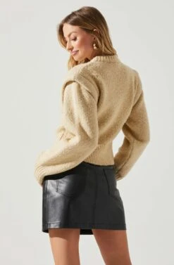 Luciana Shoulder Detail Sweater -Outlet Cozi Luxe Store ACT17841 TAUPE 5