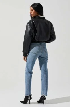 Avianna Faux Leather Bomber Jacket -Outlet Cozi Luxe Store ACT17852 BLACK 5