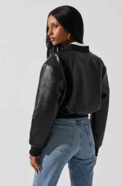 Avianna Faux Leather Bomber Jacket -Outlet Cozi Luxe Store ACT17852 BLACK 6