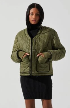 Bellamie Quilted Jacket 21 Bellamie Quilted Jacket -Outlet Cozi Luxe Store ACT17854 OLIVE 3