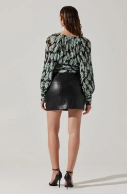 Pernilla Pleated Floral Puff Sleeve Top -Outlet Cozi Luxe Store ACT17858 BLACKFLORAL 5