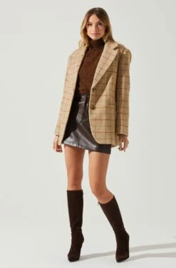 Lottie Plaid Belted Blazer 10 Lottie Plaid Belted Blazer -Outlet Cozi Luxe Store ACT17861 TAUPEPLAID 1