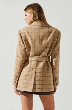 Lottie Plaid Belted Blazer 13 Lottie Plaid Belted Blazer -Outlet Cozi Luxe Store ACT17861 TAUPEPLAID 5