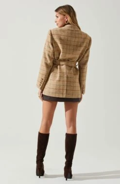 Lottie Plaid Belted Blazer 12 Lottie Plaid Belted Blazer -Outlet Cozi Luxe Store ACT17861 TAUPEPLAID 6