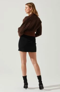 Ruby Houndstooth Cardigan -Outlet Cozi Luxe Store ACT17863 DARKBROWNBLACK 5
