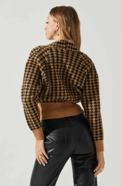 Ruby Houndstooth Cardigan -Outlet Cozi Luxe Store ACT17863 TAUPEBLACK 5