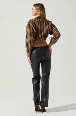 Ruby Houndstooth Cardigan -Outlet Cozi Luxe Store ACT17863 TAUPEBLACK 6