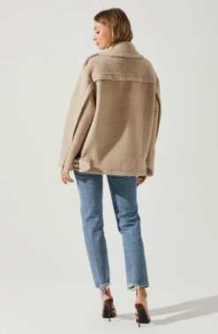 Layne Oversized Moto Jacket -Outlet Cozi Luxe Store ACT17865 TAUPE 6