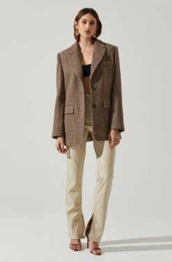 Pauline Plaid Oversized Blazer 11 Pauline Plaid Oversized Blazer -Outlet Cozi Luxe Store ACT17875B BROWNPURPLEMULTI 2