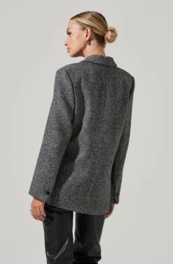 Pauline Herringbone Blazer 13 Pauline Herringbone Blazer -Outlet Cozi Luxe Store ACT17875H BLACK WHITE 15811