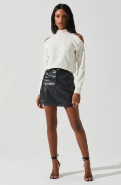 Tori Pearl Embellished Cold Shoulder Sweater -Outlet Cozi Luxe Store ACT17885 CREAM 1