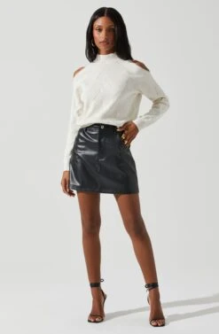 Tori Pearl Embellished Cold Shoulder Sweater -Outlet Cozi Luxe Store ACT17885 CREAM 2