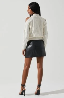 Tori Pearl Embellished Cold Shoulder Sweater -Outlet Cozi Luxe Store ACT17885 CREAM 6