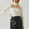 Izabella Turtleneck Cutout Sweater -Outlet Cozi Luxe Store ACT17888 WHITE 4
