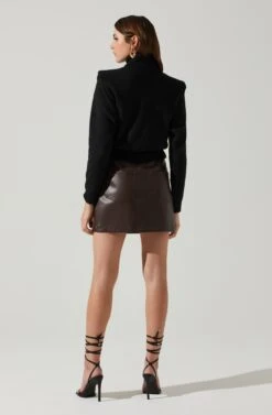 Daleyza Padded Shoulder Turtleneck Sweater -Outlet Cozi Luxe Store ACT17899 BLACK 6