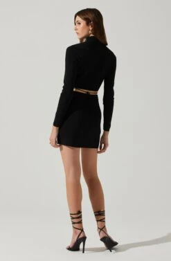 Raven Mock Neck Tie Waist Sweater 12 Raven Mock Neck Tie Waist Sweater -Outlet Cozi Luxe Store ACT17903 BLACK 6