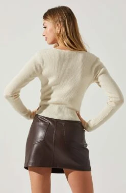 Rylee Twist Front Cutout Sweater -Outlet Cozi Luxe Store ACT17919 CREAM 5