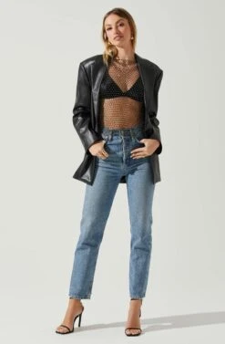 Julane Rhinestone Mesh Top -Outlet Cozi Luxe Store ACT17938 BLACKSILVER 1