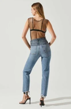 Julane Rhinestone Mesh Top -Outlet Cozi Luxe Store ACT17938 BLACKSILVER 6