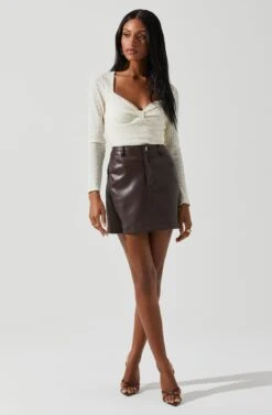 Ren Textured Sweetheart Long Sleeve Top -Outlet Cozi Luxe Store ACT17975 CREAM 2