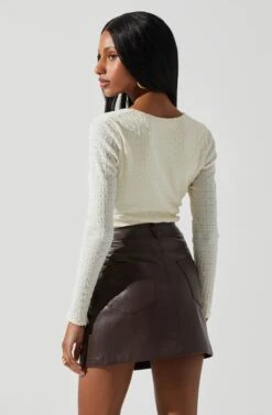 Ren Textured Sweetheart Long Sleeve Top -Outlet Cozi Luxe Store ACT17975 CREAM 6