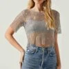 Mckay Rhinestone Mesh Short Sleeve Top -Outlet Cozi Luxe Store ACT18042 GREY 3
